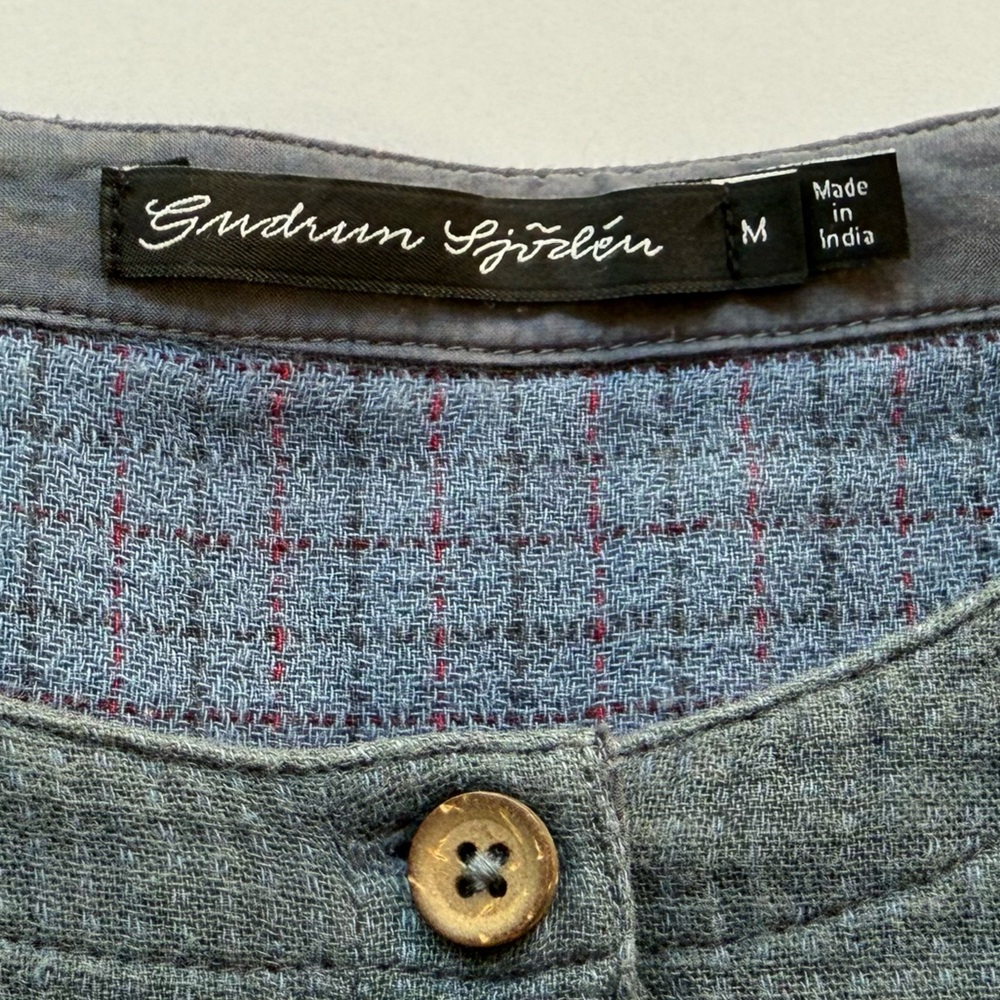 Gudrun Sjoden Blue Tiered Tunic with 3/4 Sleeves Size Medium - Picture 4 of 6